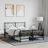 Vidaxl bedframe met hoofd- en voeteneinde metaal zwart 140x190 cm