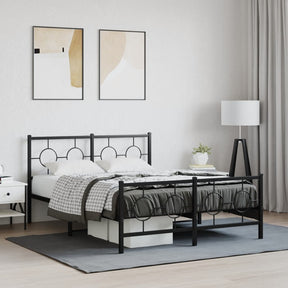 Vidaxl bedframe met hoofd- en voeteneinde metaal zwart 140x190 cm