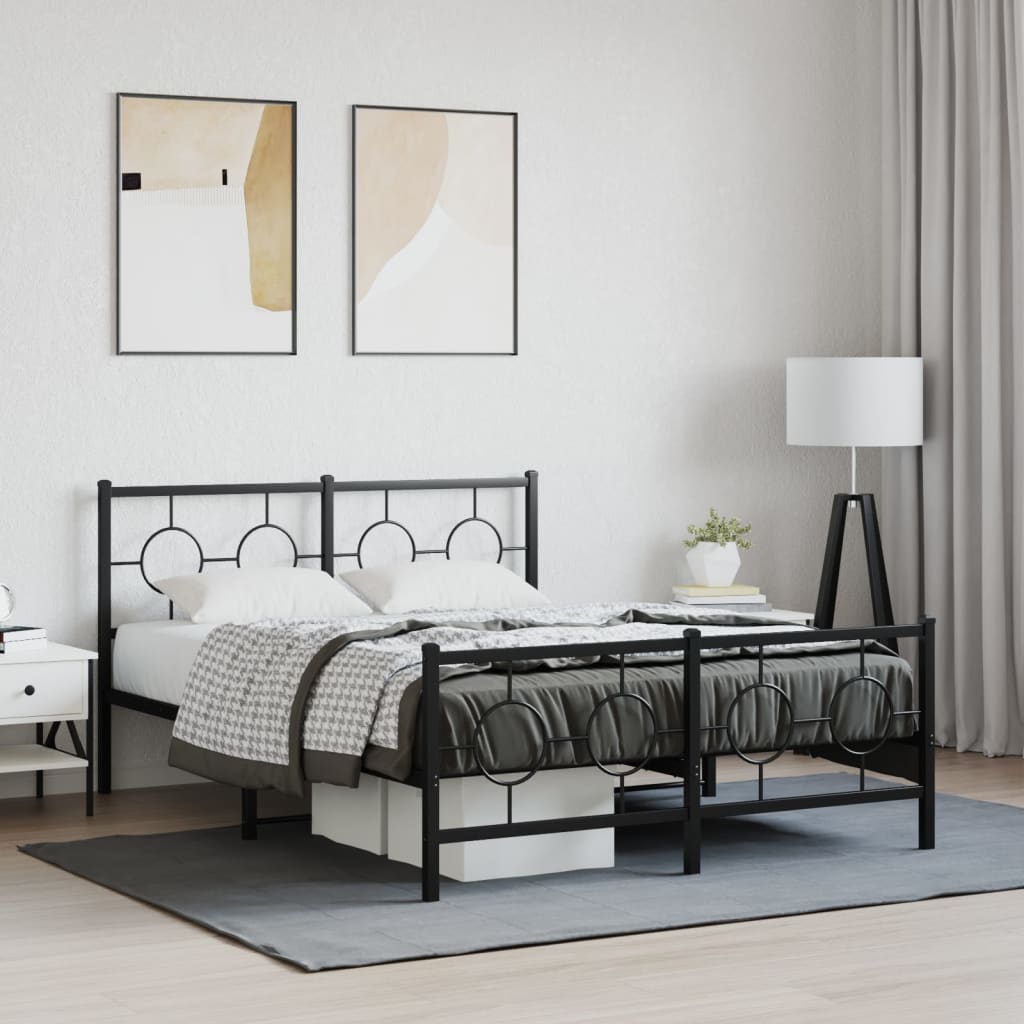 Vidaxl bedframe met hoofd- en voeteneinde metaal zwart 140x200 cm
