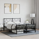 Vidaxl bedframe met hoofd- en voeteneinde metaal zwart 140x200 cm