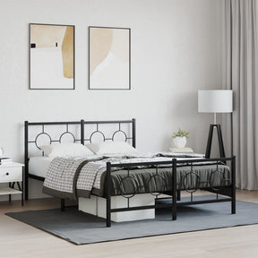 Vidaxl bedframe met hoofd- en voeteneinde metaal zwart 140x200 cm