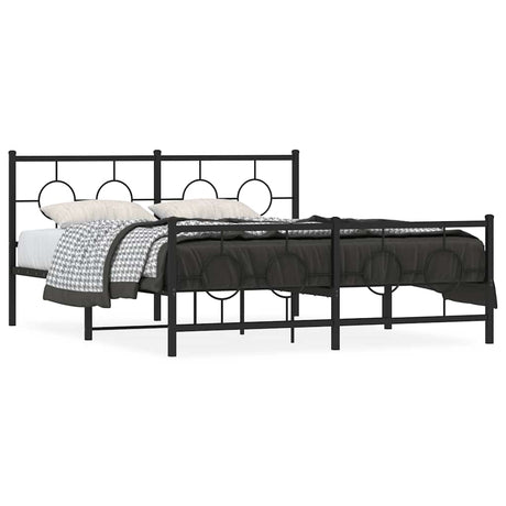 Vidaxl bedframe met hoofd- en voeteneinde metaal zwart 150x200 cm