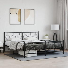 Vidaxl bedframe met hoofd- en voeteneinde metaal zwart 183x213 cm
