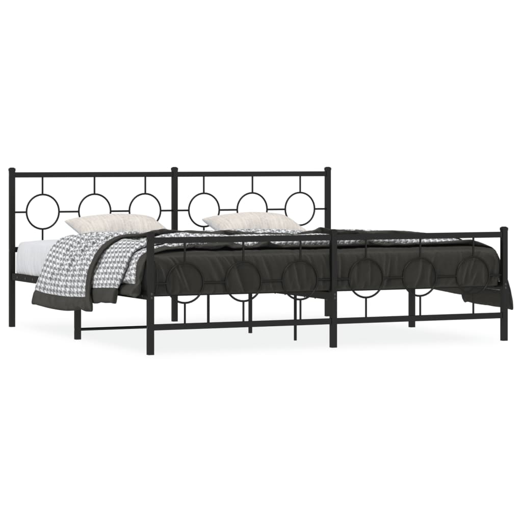 Vidaxl bedframe met hoofd- en voeteneinde metaal zwart 193x203 cm