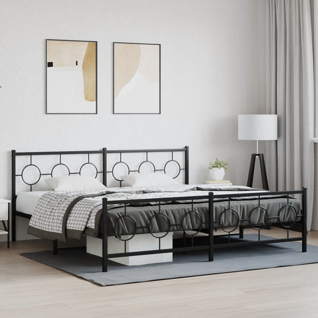 Vidaxl bedframe met hoofd- en voeteneinde metaal zwart 193x203 cm