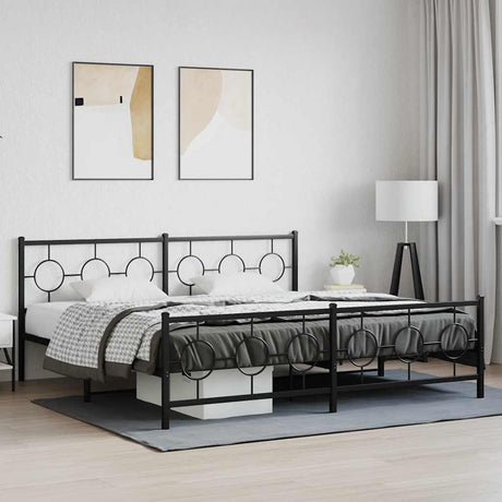 Vidaxl bedframe met hoofd- en voeteneinde metaal zwart 200x200 cm