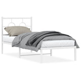 Vidaxl bedframe met hoofdbord zonder matras metaal wit 75x190 cm