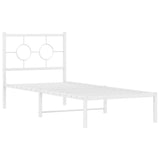 Vidaxl bedframe met hoofdbord zonder matras metaal wit 75x190 cm