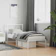 Vidaxl bedframe met hoofdbord zonder matras metaal wit 75x190 cm