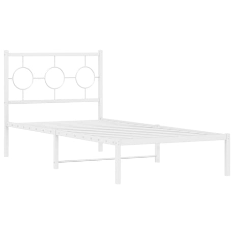 Vidaxl bedframe met hoofdbord metaal wit 90x190 cm
