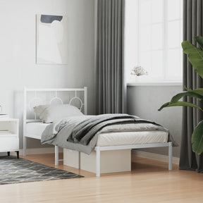 Vidaxl bedframe met hoofdbord metaal wit 90x190 cm