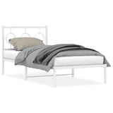 Vidaxl bedframe met hoofdbord metaal wit 90x200 cm