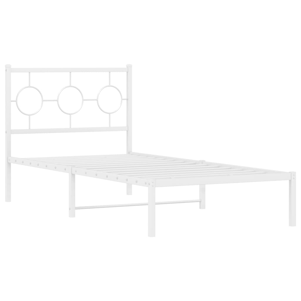 Vidaxl bedframe met hoofdbord metaal wit 90x200 cm