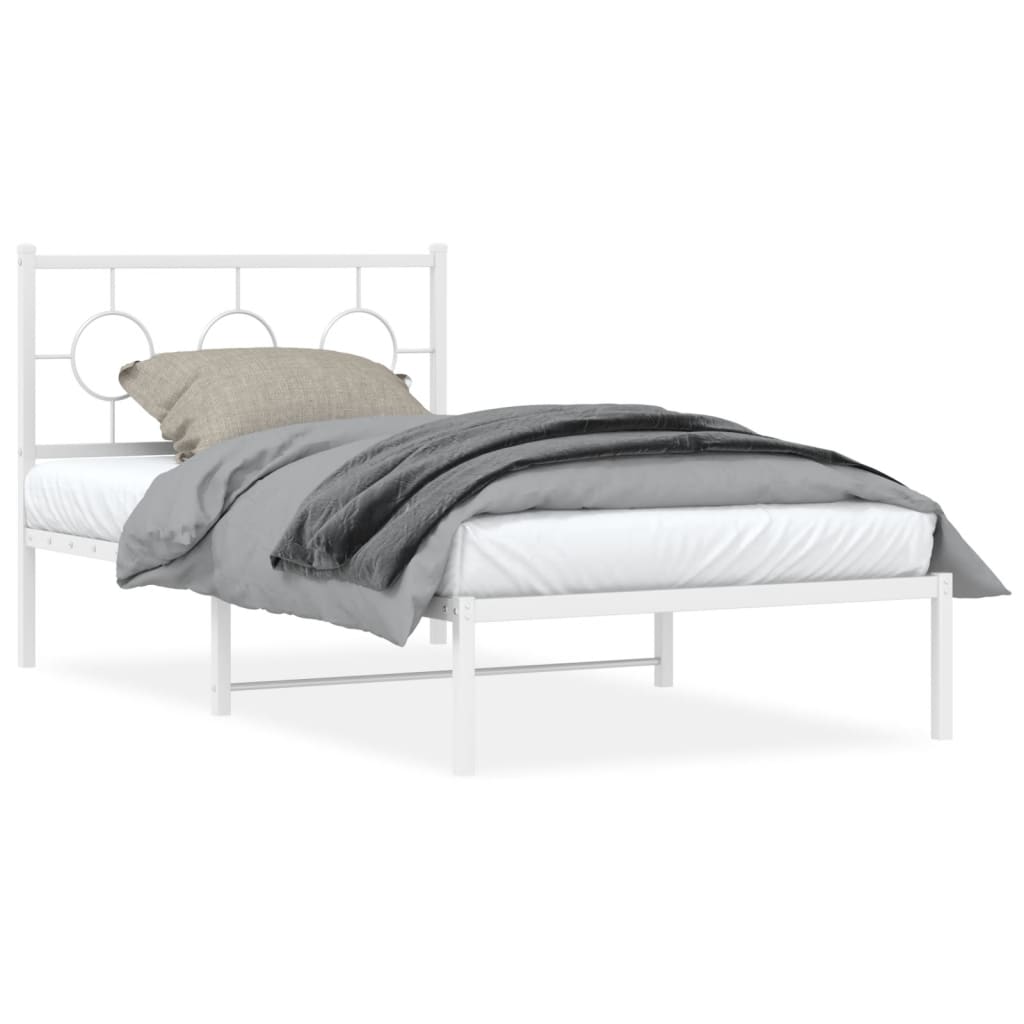 Vidaxl bedframe met hoofdbord metaal wit 100x190 cm