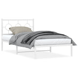 Vidaxl bedframe met hoofdbord metaal wit 100x190 cm