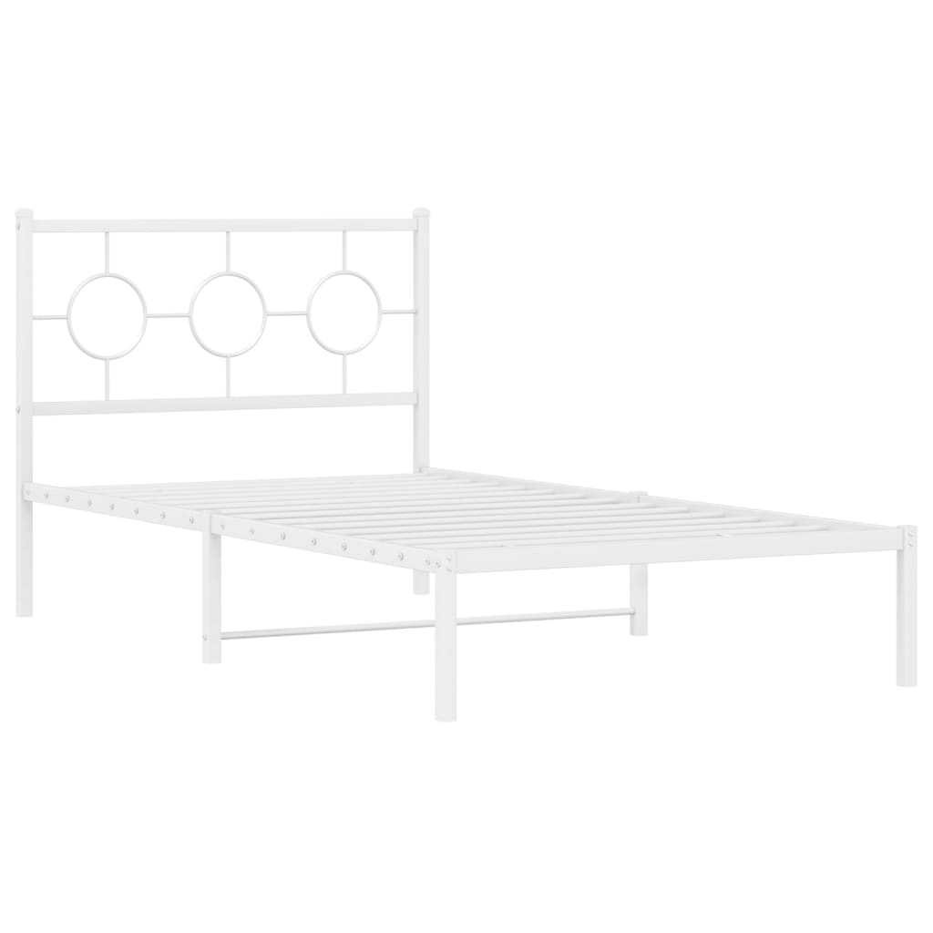 Vidaxl bedframe met hoofdbord metaal wit 100x200 cm
