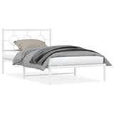 Vidaxl bedframe met hoofdbord metaal wit 107x203 cm