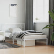 Vidaxl bedframe met hoofdbord metaal wit 107x203 cm
