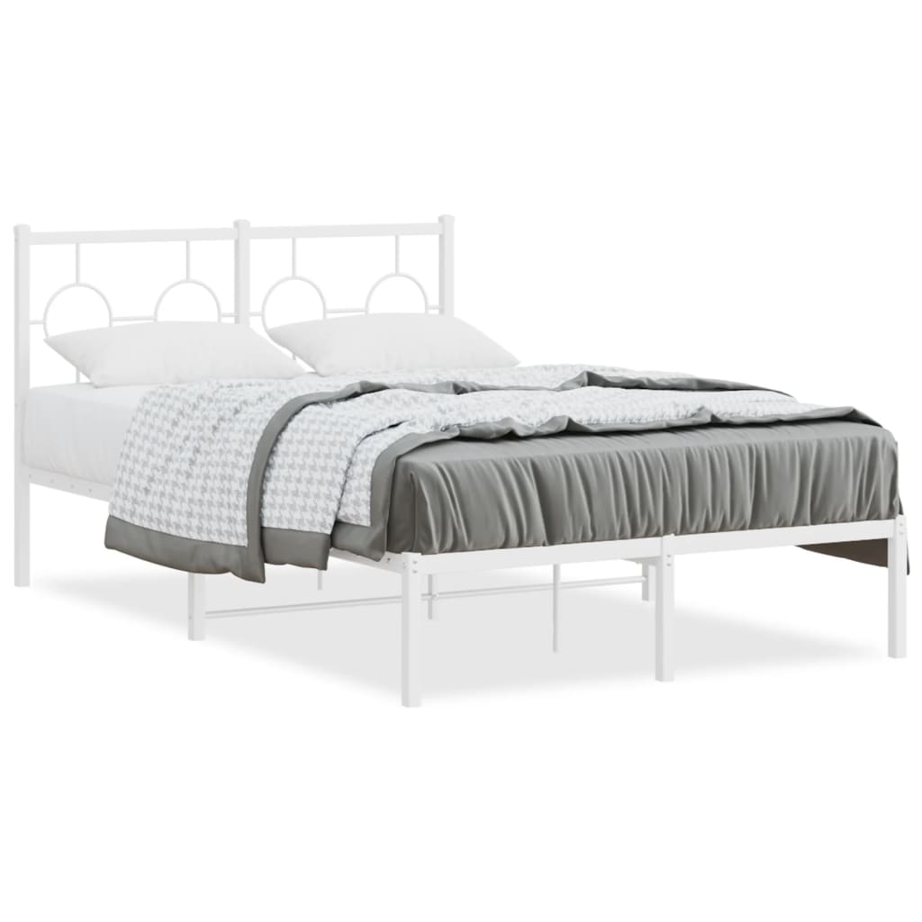 Vidaxl bedframe met hoofdbord metaal wit 120x200 cm