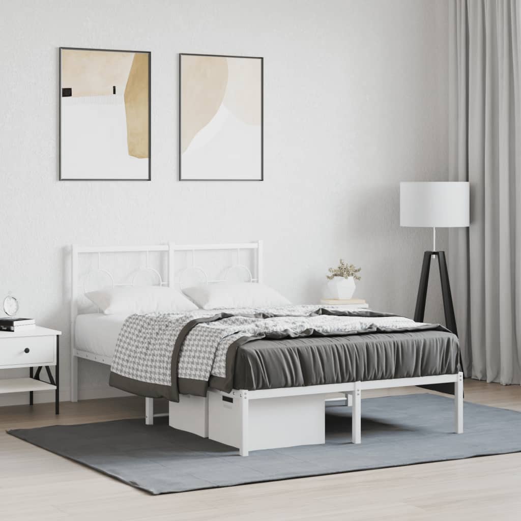 Vidaxl bedframe met hoofdbord metaal wit 120x200 cm