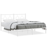 Vidaxl bedframe met hoofdbord metaal wit 150x200 cm