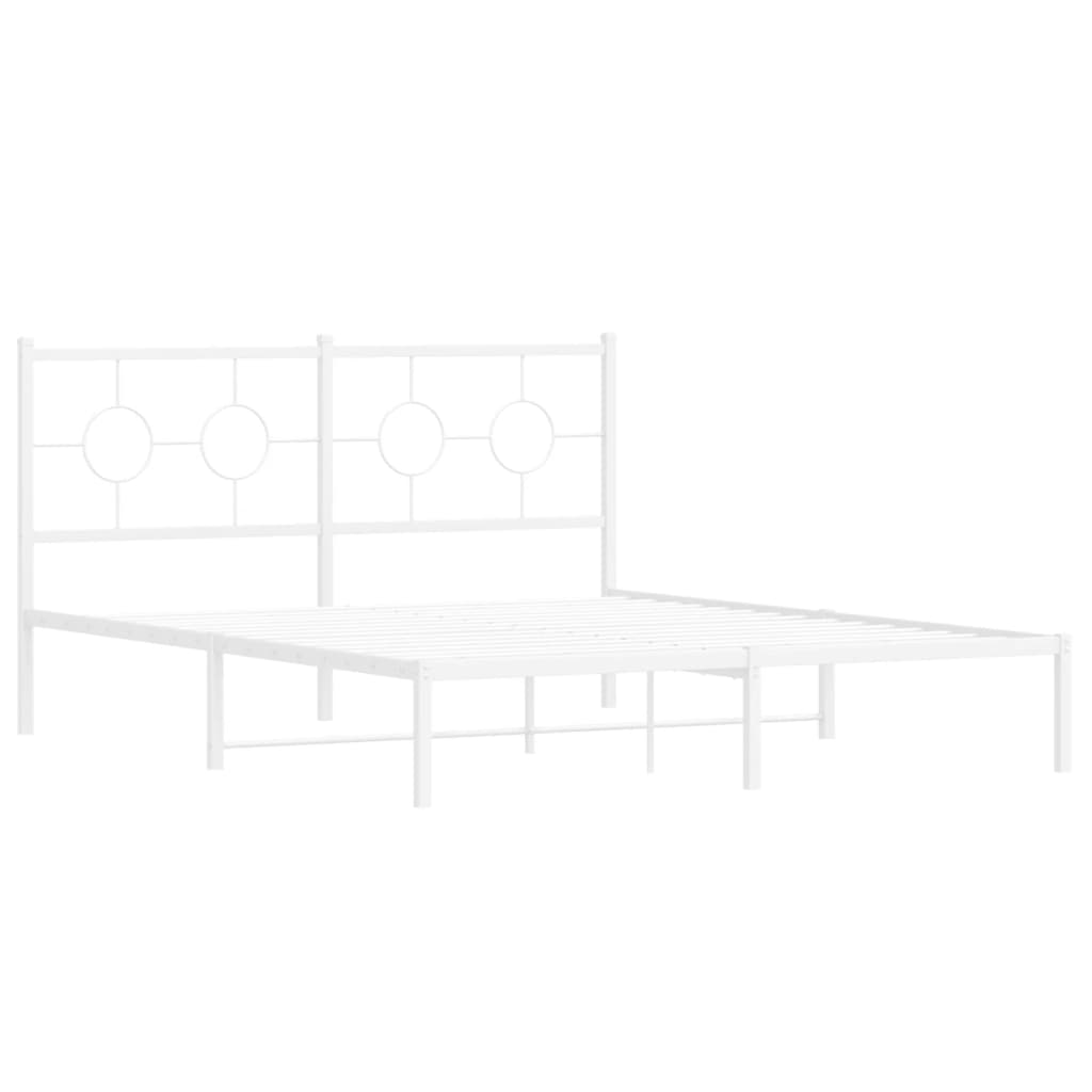 Vidaxl bedframe met hoofdbord metaal wit 150x200 cm