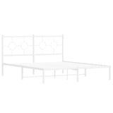 Vidaxl bedframe met hoofdbord metaal wit 150x200 cm