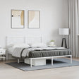 Vidaxl bedframe met hoofdbord metaal wit 150x200 cm