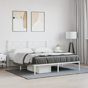 Vidaxl bedframe met hoofdbord metaal wit 150x200 cm