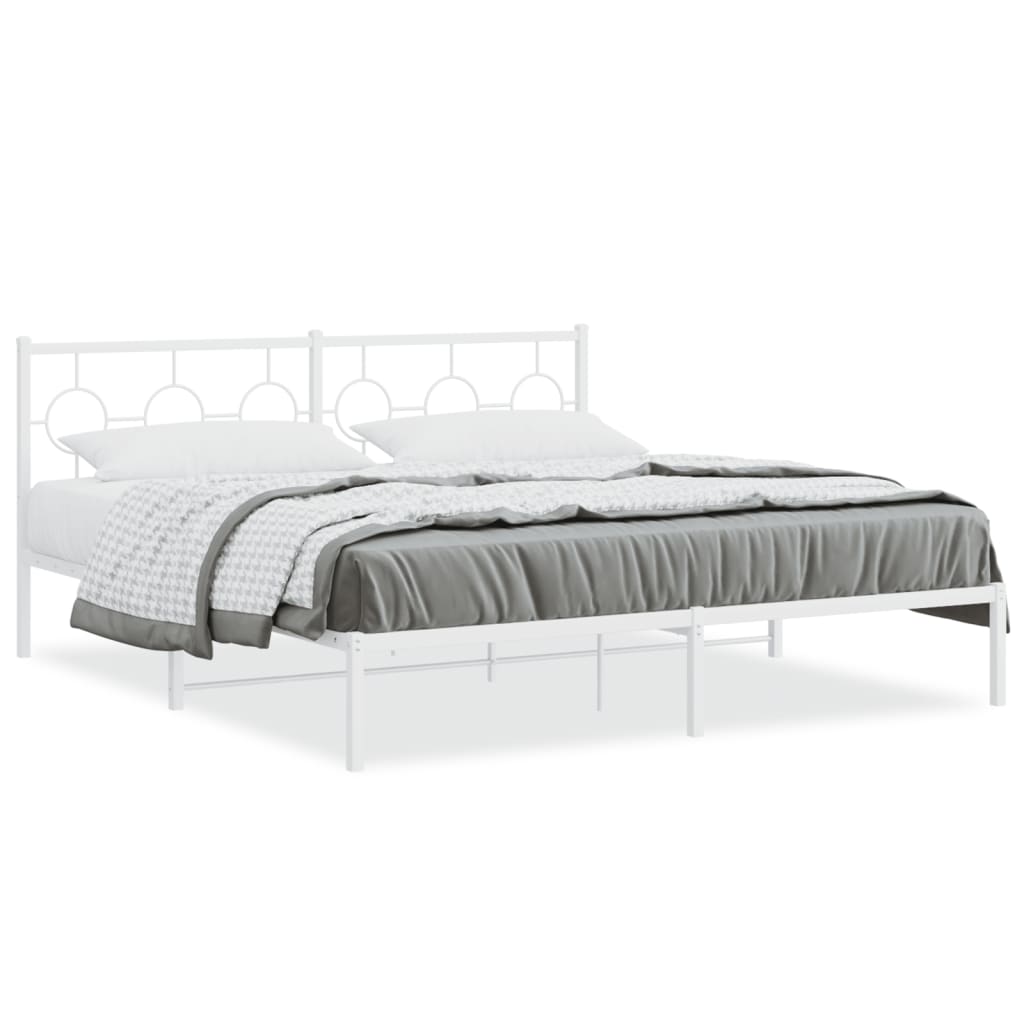 Vidaxl bedframe met hoofdbord metaal wit 183x213 cm
