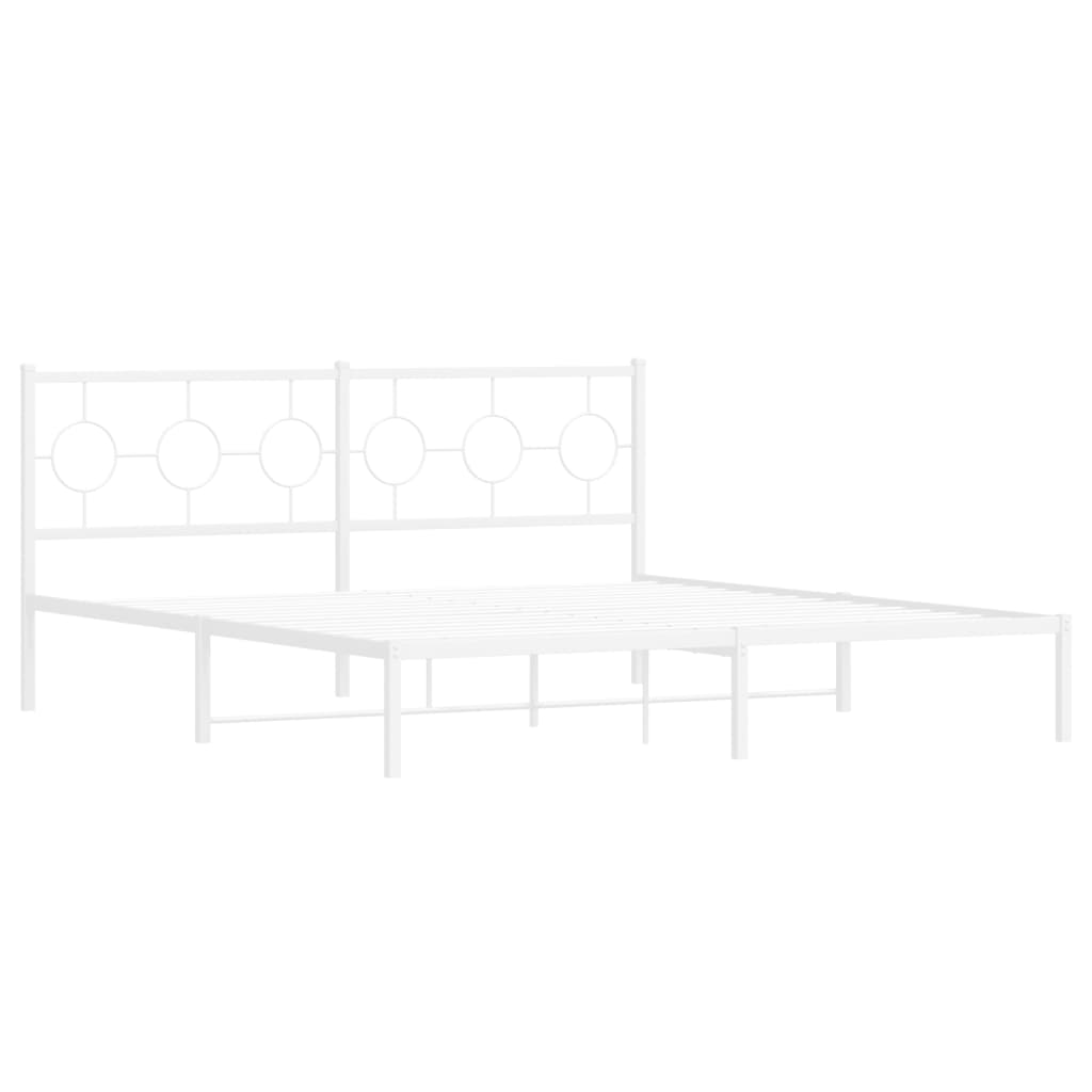 Vidaxl bedframe met hoofdbord metaal wit 183x213 cm
