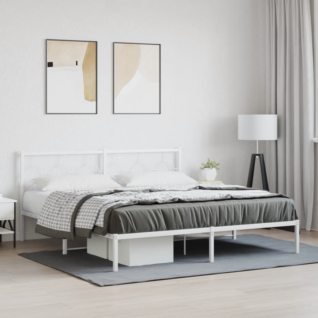 Vidaxl bedframe met hoofdbord metaal wit 183x213 cm
