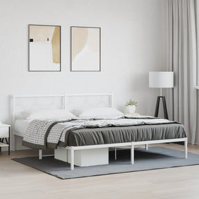 Vidaxl bedframe met hoofdbord metaal wit 183x213 cm