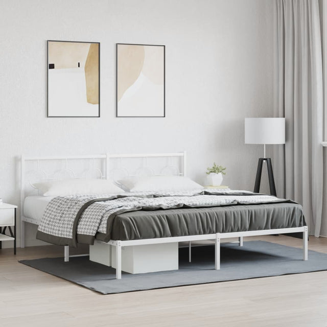 Vidaxl bedframe met hoofdbord metaal wit 183x213 cm
