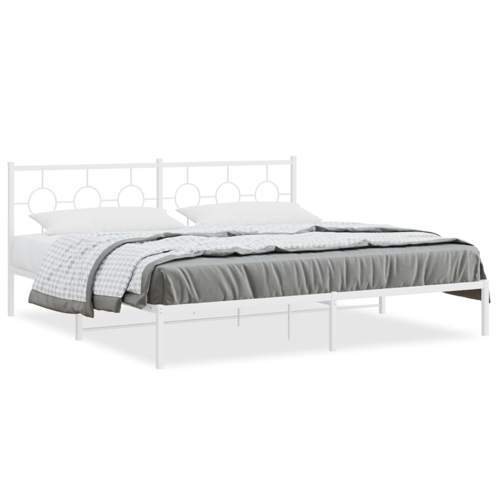Vidaxl bedframe met hoofdbord metaal wit 193x203 cm