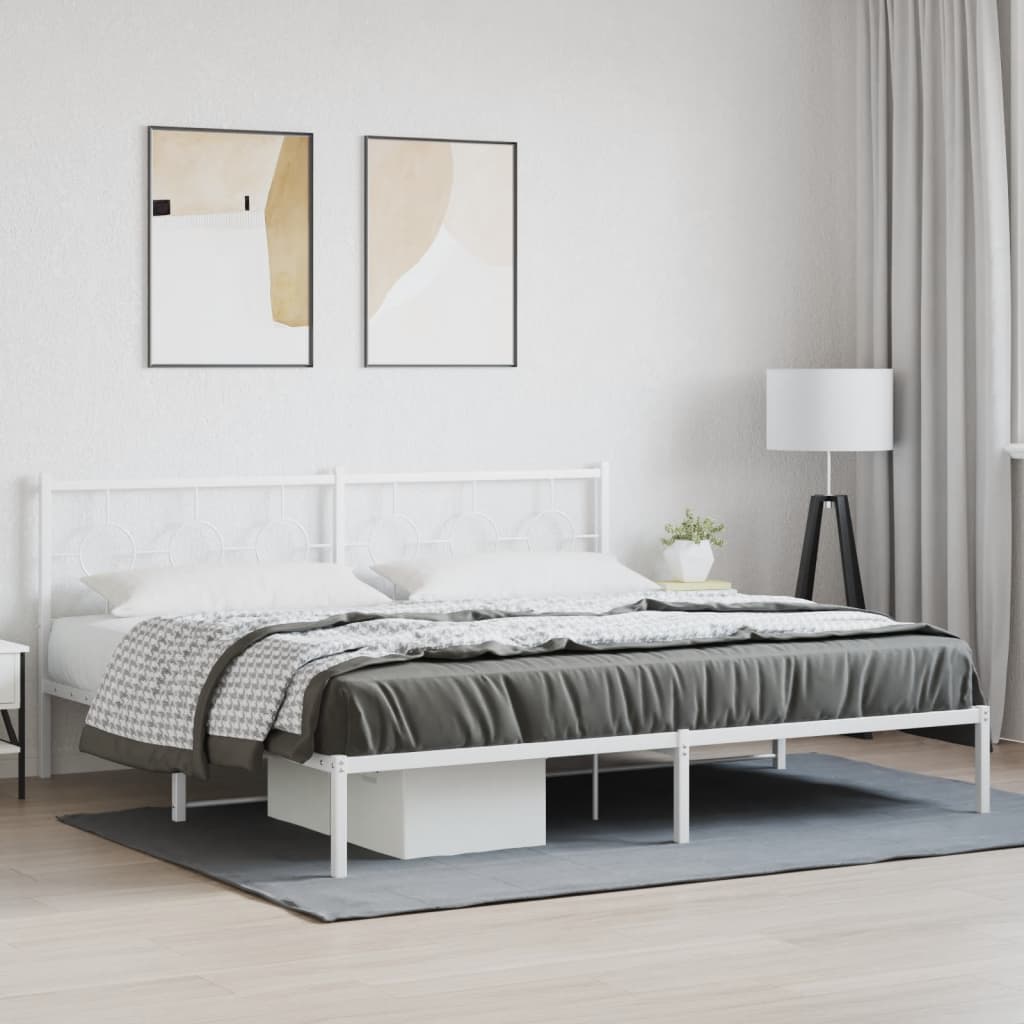 Vidaxl bedframe met hoofdbord metaal wit 193x203 cm