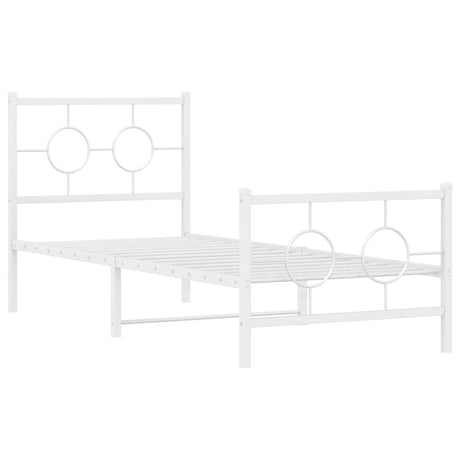 Vidaxl bedframe met hoofd- en voeteneinde metaal wit 80x200 cm