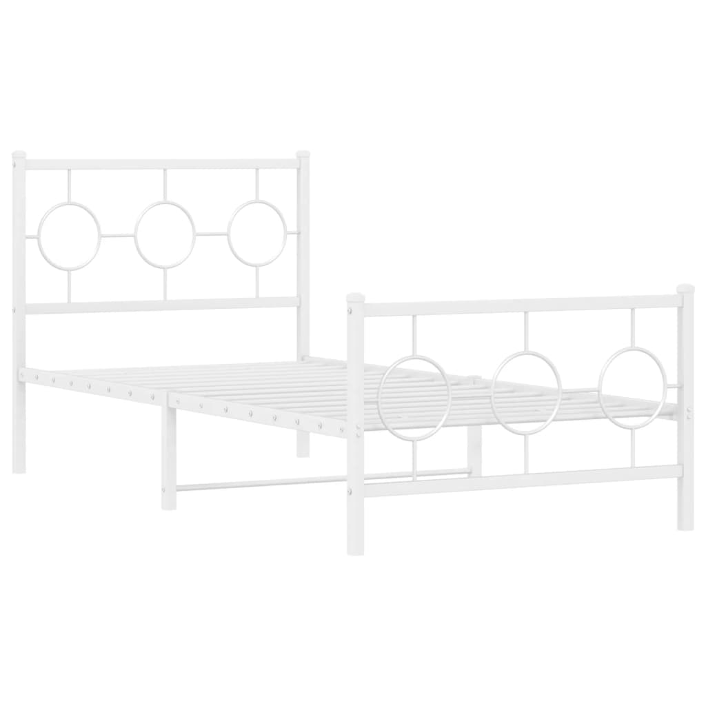 Vidaxl bedframe met hoofd- en voeteneinde metaal wit 90x190 cm