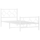 Vidaxl bedframe met hoofd- en voeteneinde metaal wit 90x190 cm