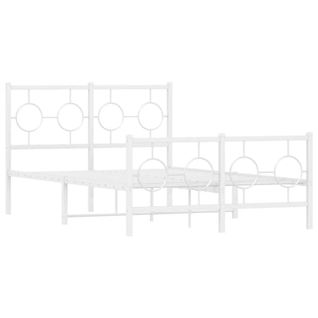 Vidaxl bedframe met hoofd- en voeteneinde metaal wit 120 x 190 cm