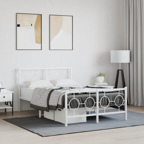 Vidaxl bedframe met hoofd- en voeteneinde metaal wit 120x200 cm