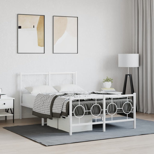 Vidaxl bedframe met hoofd- en voeteneinde metaal wit 120x200 cm