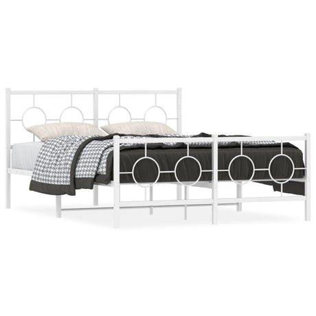 Vidaxl bedframe met hoofd- en voeteneinde metaal wit 135x190 cm