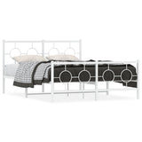Vidaxl bedframe met hoofd- en voeteneinde metaal wit 140x190 cm