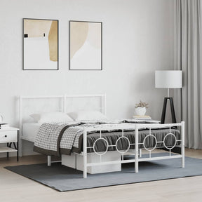 Vidaxl bedframe met hoofd- en voeteneinde metaal wit 140x190 cm