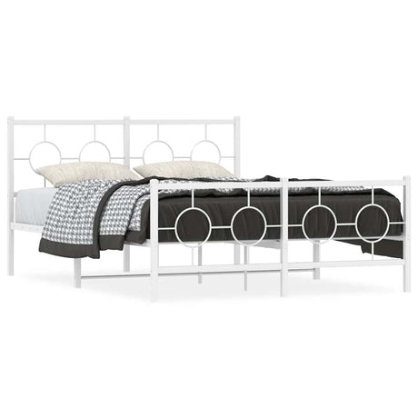 Vidaxl bedframe met hoofd- en voeteneinde metaal wit 140x200 cm