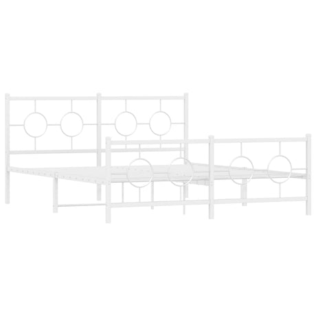Vidaxl bedframe met hoofd- en voeteneinde metaal wit 150x200 cm