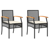 Vidaxl tuinstoelen 2 st met kussens poly rattan en acaciahout zwart