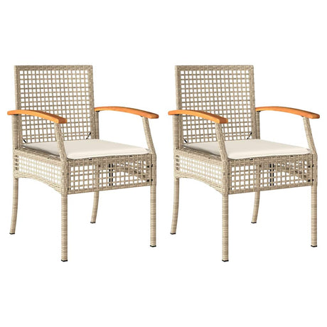 Vidaxl tuinstoelen 2 st met kussens poly rattan en acaciahout beige