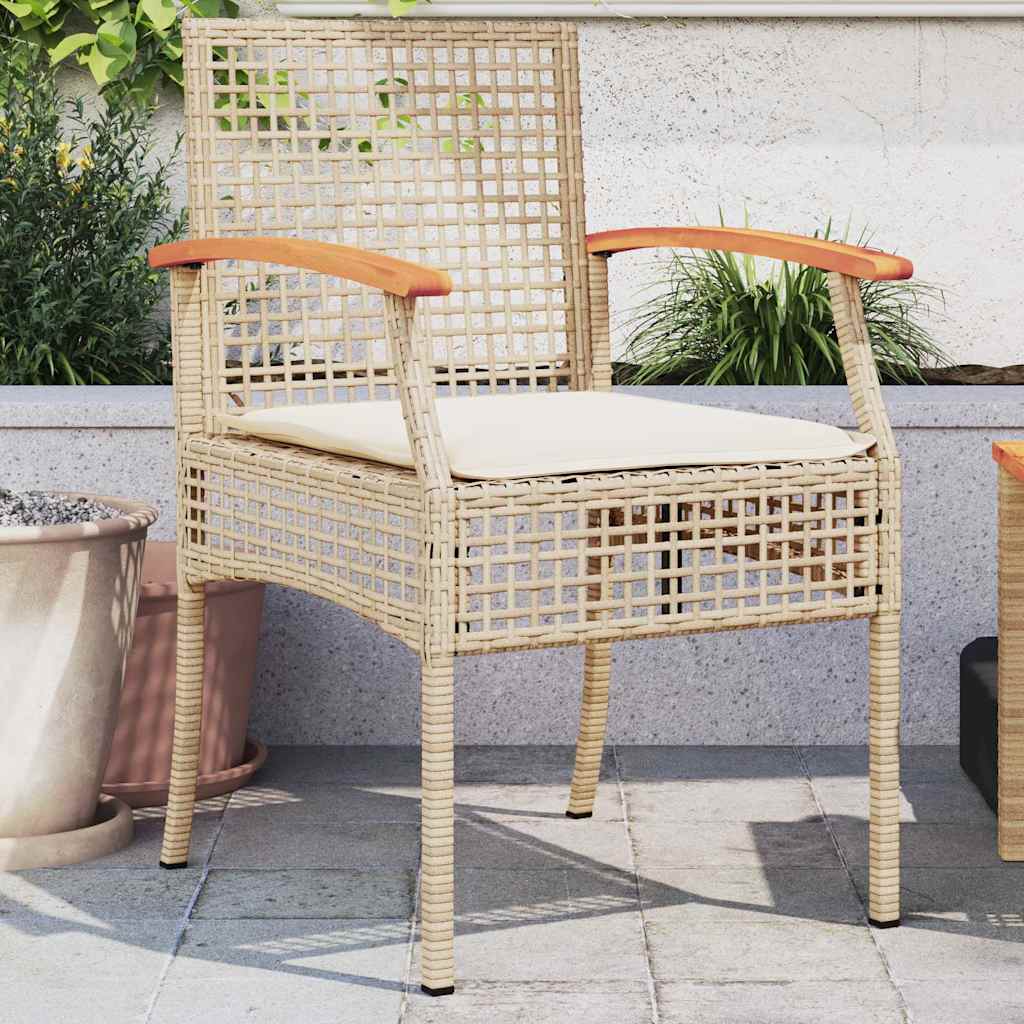 Vidaxl tuinstoelen 2 st met kussens poly rattan en acaciahout beige
